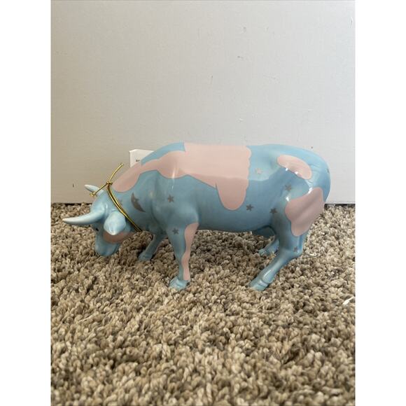 Cow Parade Lullaby Cow Moon & Stars Figurine #9182 2001 Westland Blue Clouds - Picture 1 of 10